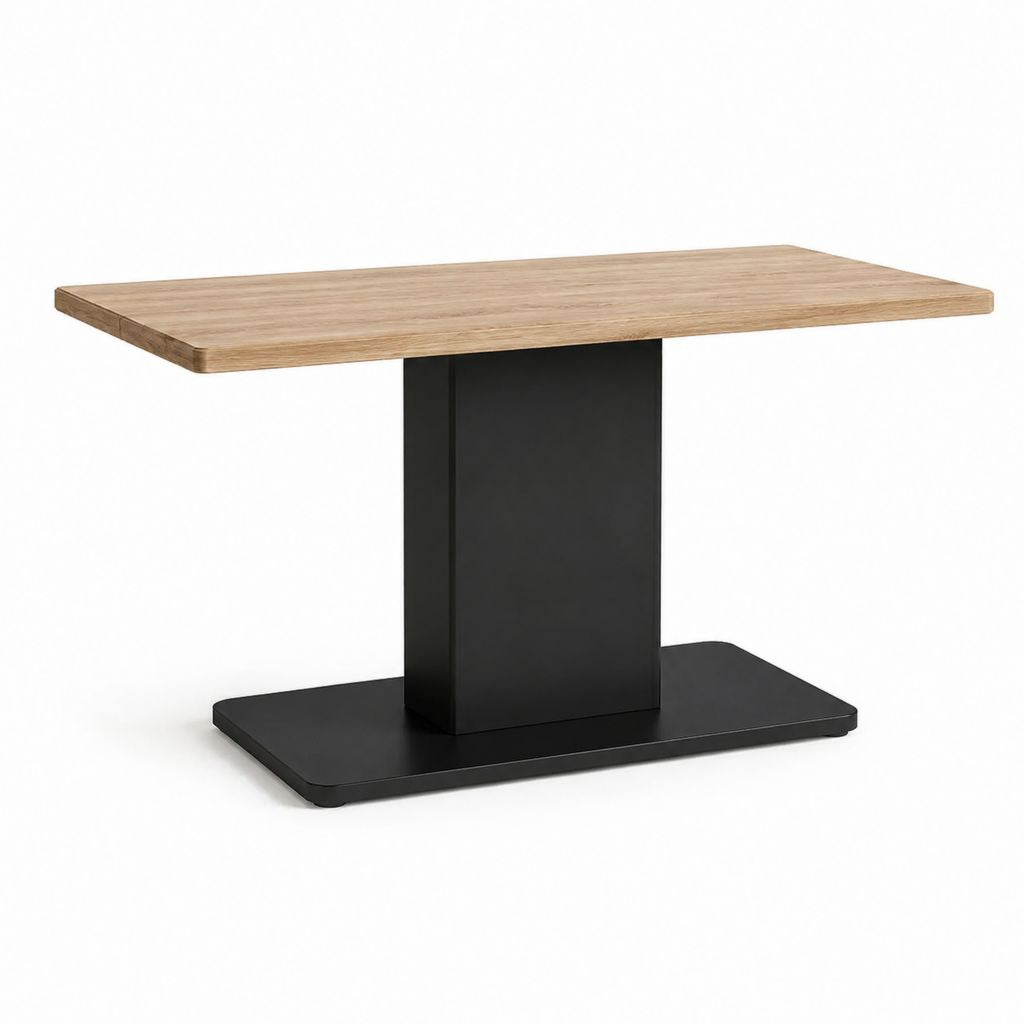 Tavolo da pranzo rettangolare rovere e nero in MDF e acciaio 120 x 80 x 75 cm