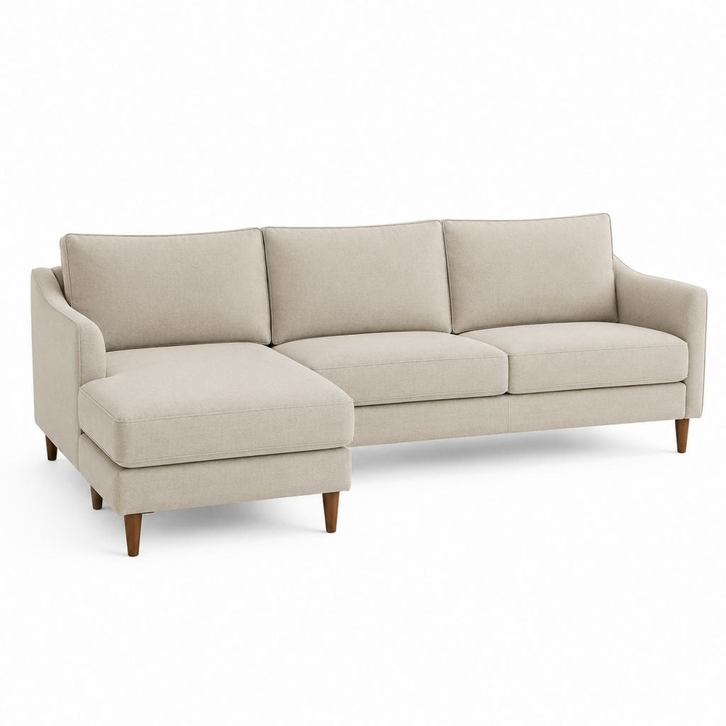Divano angolare con chaise longue sinistra beige in poliestere 250 x 160 x 85 cm
