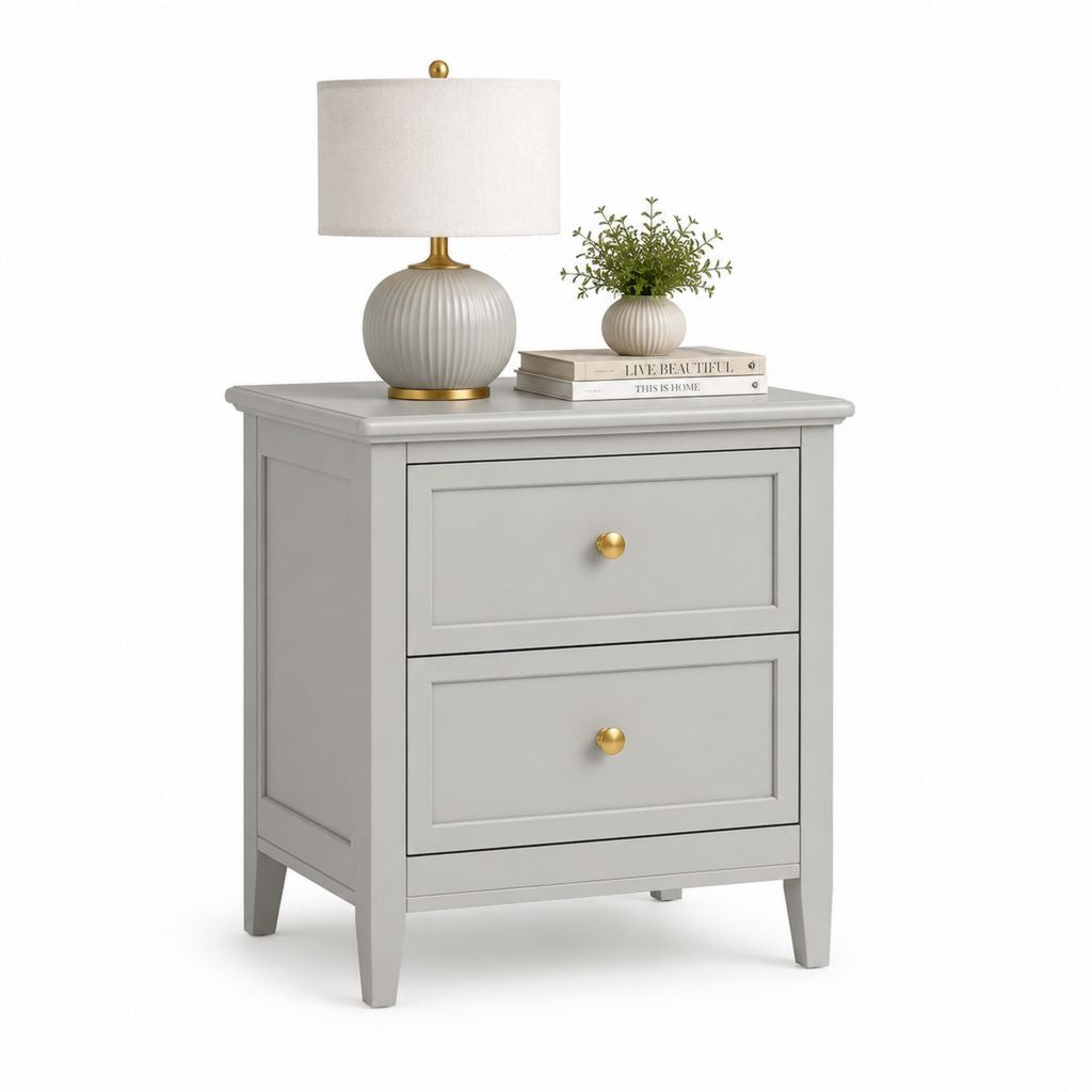 Comodino 2 cassetti grigio in MDF rettangolare 60 x 45 x 65 cm