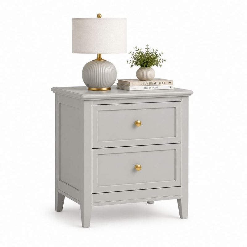 Comodino 2 cassetti grigio in MDF rettangolare 60 x 45 x 65 cm