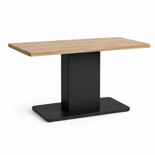 Tavolo da pranzo rettangolare rovere e nero in MDF e acciaio 120 x 80 x 75 cm