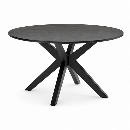 Tavolo da pranzo rotondo nero in MDF e acciaio 120 x 75 cm