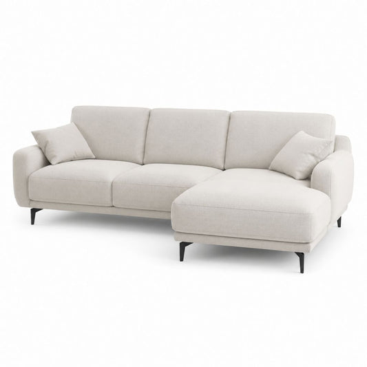 Divano angolare 3 posti beige in poliestere a L con chaise longue 250 x 160 x 85 cm