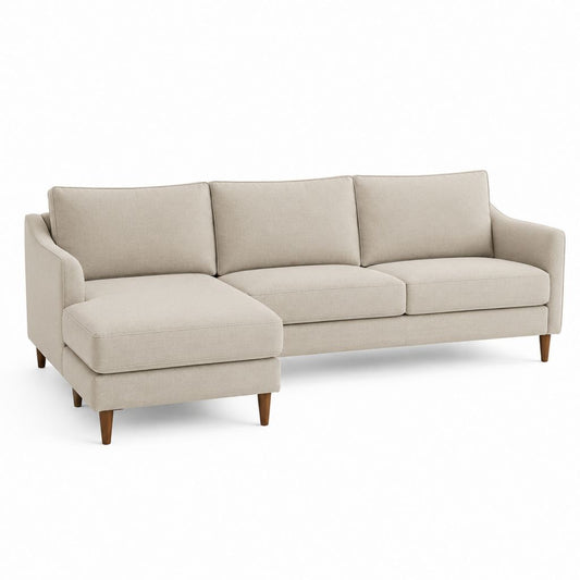 Divano angolare con chaise longue sinistra beige in poliestere 250 x 160 x 85 cm